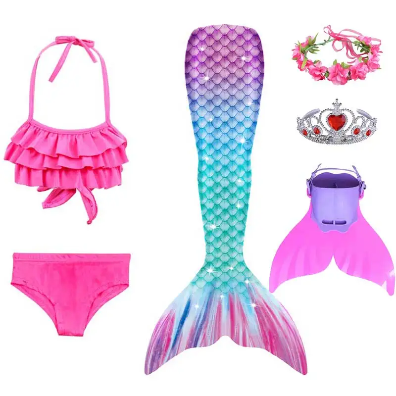 Undinėlės Uodega Mergaitėms Swimmable Atostogų Suknelė Plaukti Viršuje Kelnės Šalies Cosplay Princesė Arielis Undinė Plaukimo Kostiumai