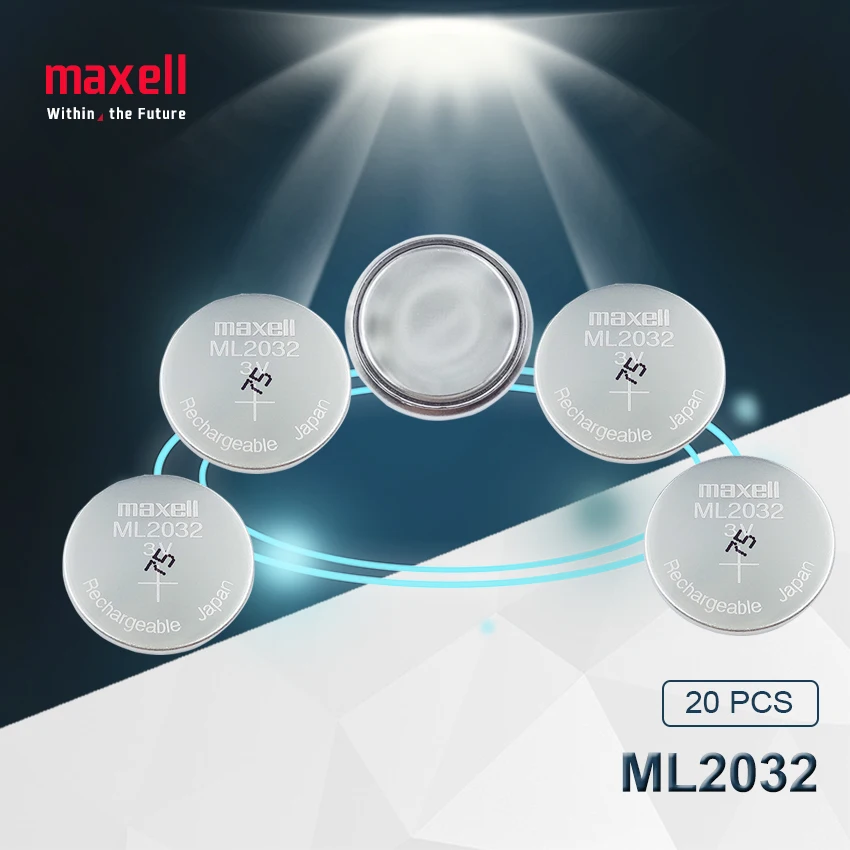 20pc Maxell Originalus ML2032 3V Įkraunama ličio baterija mygtuką ląstelių mygtuką baterijos (ML2032)