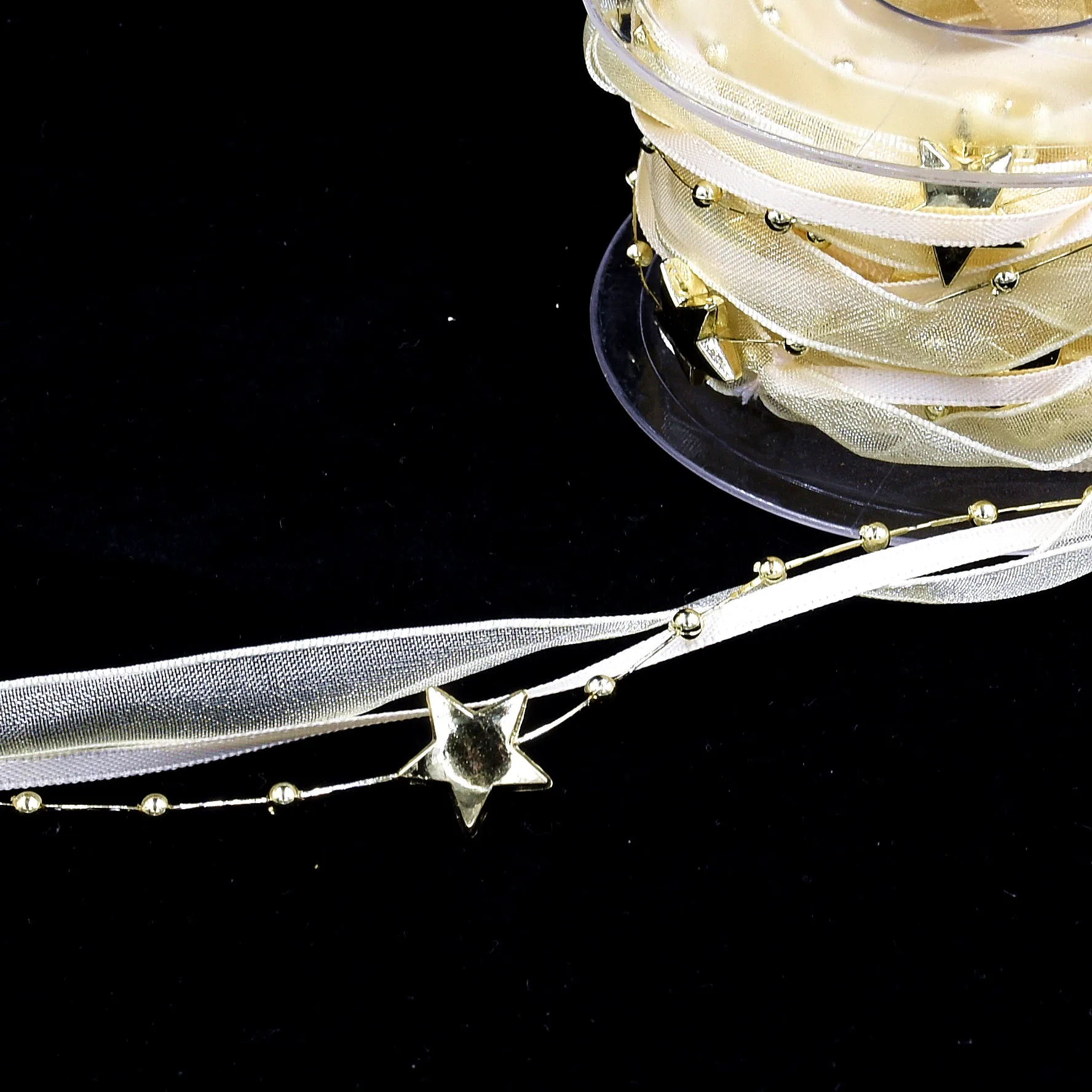 10mm grosgrain organza aukso/sidabro šilko kalėdų juostelės ABS Karoliukai Star Pearl Grandinės Girliandą Rankų darbo amatų apdailos wrap