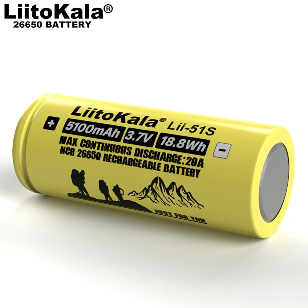 Originali 2-15VNT Liitokala Lii-51S 26650 20A galios ličio įkraunama baterija, 26650A 3.7 V 5100mA Tinka žibintuvėlis