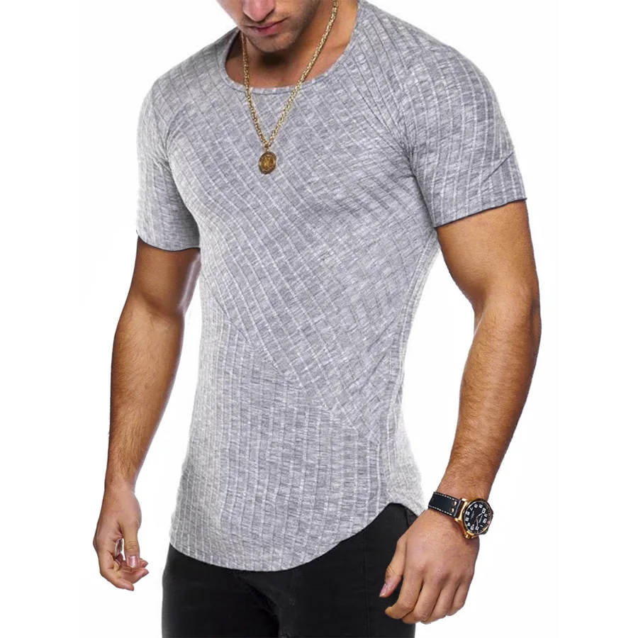 2020 metų vasaros vyriškų 8-spalva trumparankoviai atsitiktinis apvalios kaklo dryžuotas ruožas streetwear vientisos spalvos hip-hop top marškinėliai