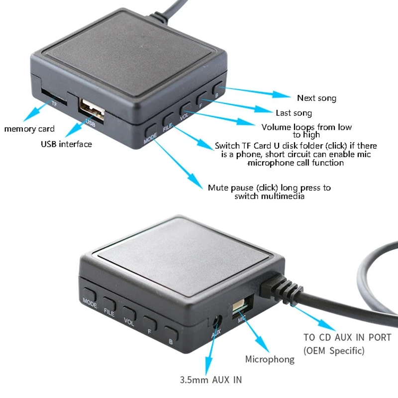 Automobilių 5.0 AUX USB Muzikos Belaidžio o Kabelis Mikrofono Adapteris Pioneer Radijo IP-AUTOBUSŲ P99 P01