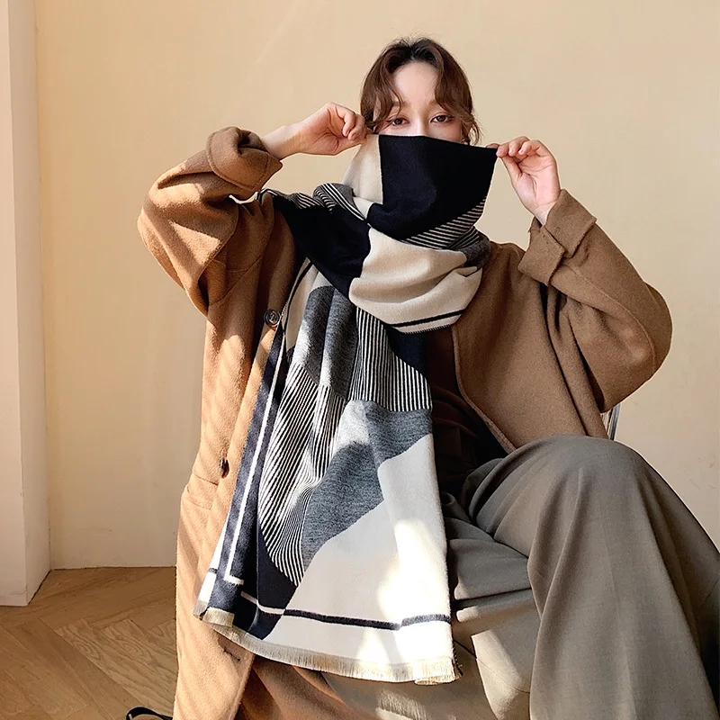 Prabangos Prekės kašmyras moterų skara skara žiemą šilta skara ir apvyniokite bandana pashmina moterų foulard ilgai storio antklodė 2020 NAUJAS