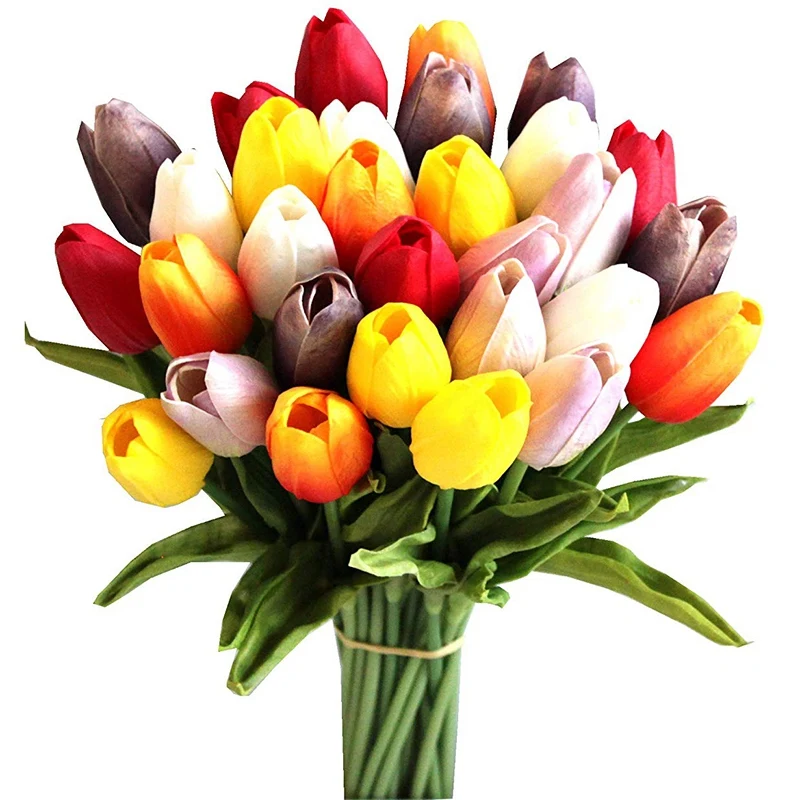 30Pcs Įvairiaspalvis 14 Colių Šilko Dirbtinės Tulpės Gėlių Šalies Namų Puošybai