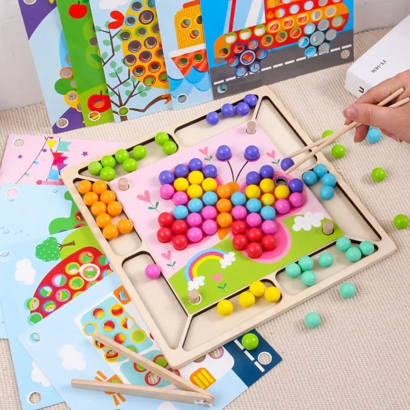 2020 Naujas Montessori Medinis Žaislas Vertus Smegenų Mokymo Granulių Spalva Klasifikacija Žaidimas Kūdikių Ankstyvojo Švietimo Žaislai, Dovanos