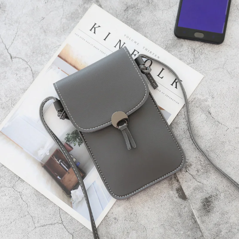 Moterų Touch Screen mobilusis telefonas, piniginė skaidrus, paprastas krepšys naujas hasp kryžiaus piniginės Išmanųjį telefoną Odos Peties šviesos rankinės