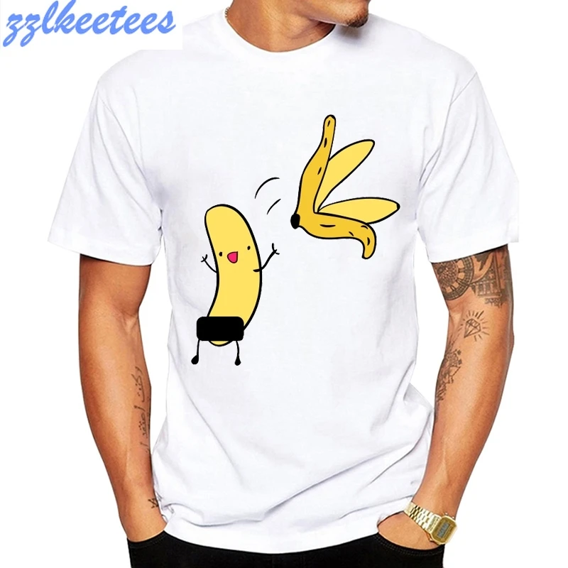 Vyriški Bananų Disrobe Juokinga Dizainas, Print T-shirt Vasaros Humoro Anekdotas Hipster Marškinėliai Balti Atsitiktinis T Shirts Streetwear