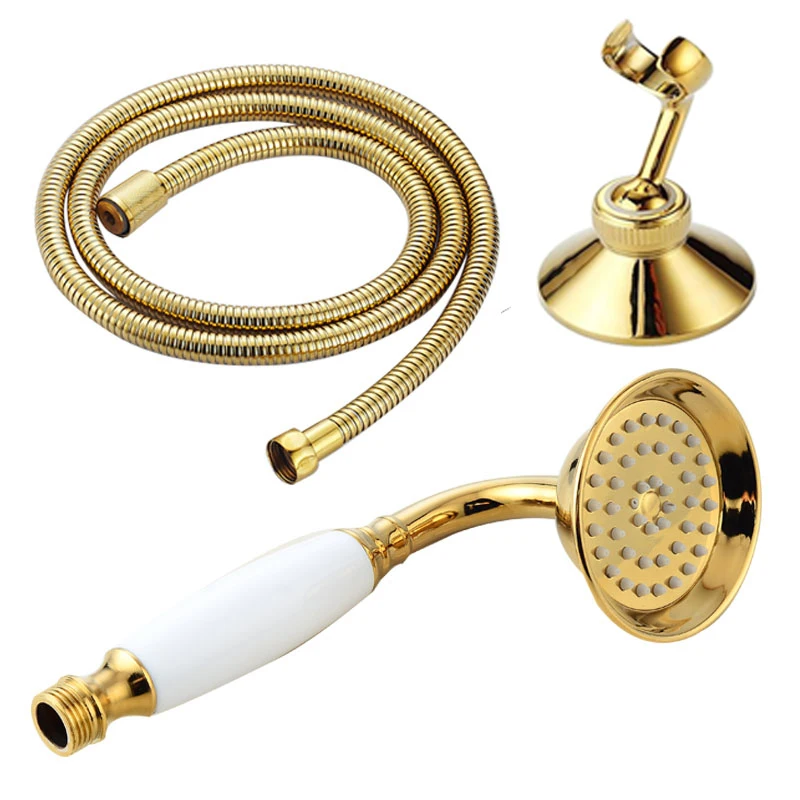 Poliruoto Aukso Žalvario Telefono Stilius Vonios kambarys Rankinės Dušo Galvutė Vandenį Taupanti Dušo Galvutė 1,5 M dušo žarna Rankinio Dušo Laikiklis