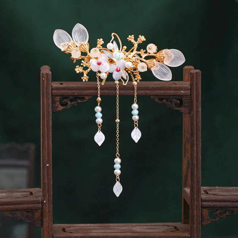 Senovės Kinų Stiliaus Drugelis Juvelyrikos Ilgi Kutai Gėlių Perlai plaukų segtukai Įrašus Hiar Šakių Lazdos Nuotaka Vestuvių Noiva