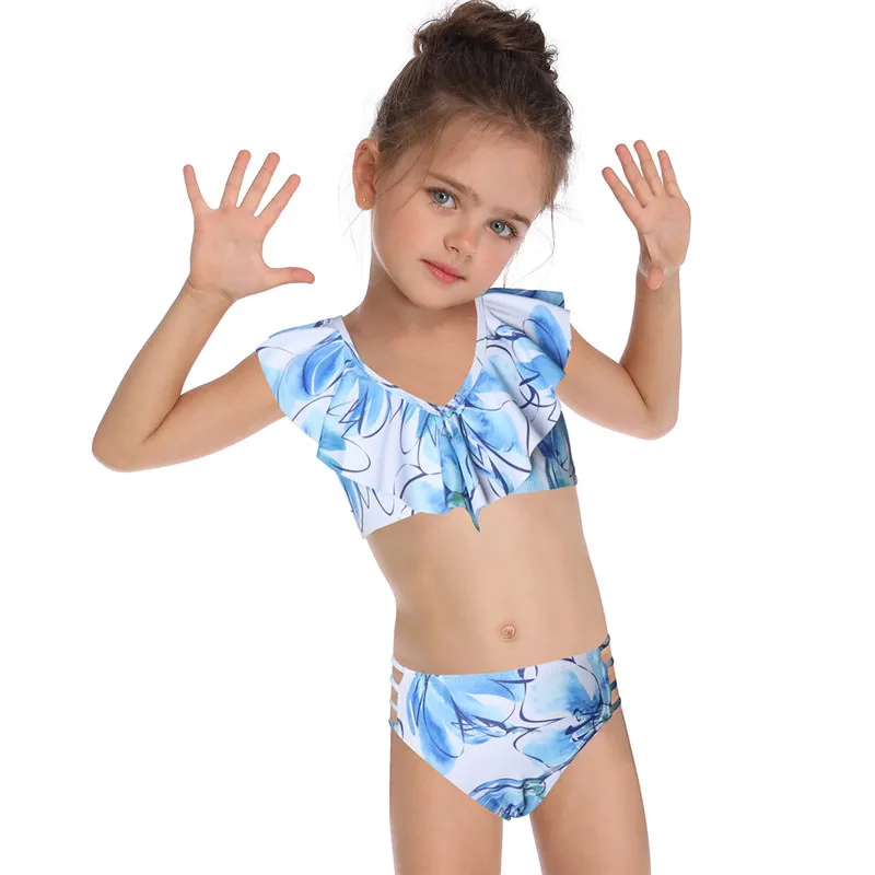 2019 Naujų Mergaičių Spausdinimo maudymosi kostiumėlis Kūdikiams, Vaikams, Vasaros Padalinta Paplūdimio Rankšluosčiai Vaikų Mielas bikini Maudymosi Kostiumą, didmeninės Drabužių