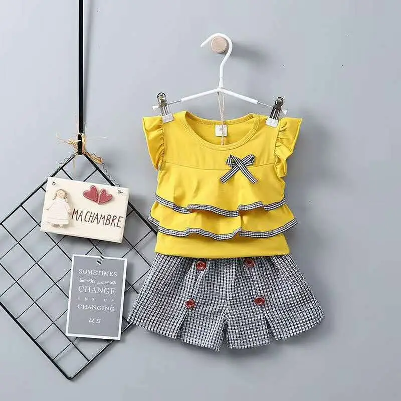 BibiCola kūdikių mergaičių vasaros drabužių mados medvilnės animacinių filmų 2vnt drabužiai tinka kūdikiams krapinėjimas trumpas rankovės tracksuit rinkinys