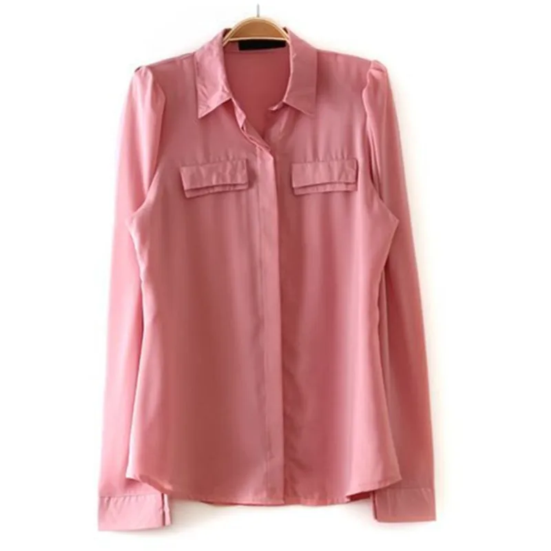2021 Aukštos kokybės ponios Vasaros Atsitiktinis pink & green Šifono Palaidinės, topai naujas mados moteriški marškinėliai slim ilgomis rankovėmis palaidinės AN1
