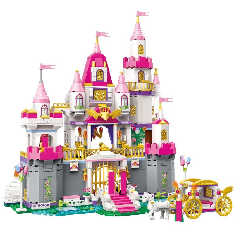 940Pcs Apšviesti Mergaičių Draugai Princesė Lėja Angelo Pilies Šventė Blokai Dream Town Konstruktorius Modelis Plytų Žaislai