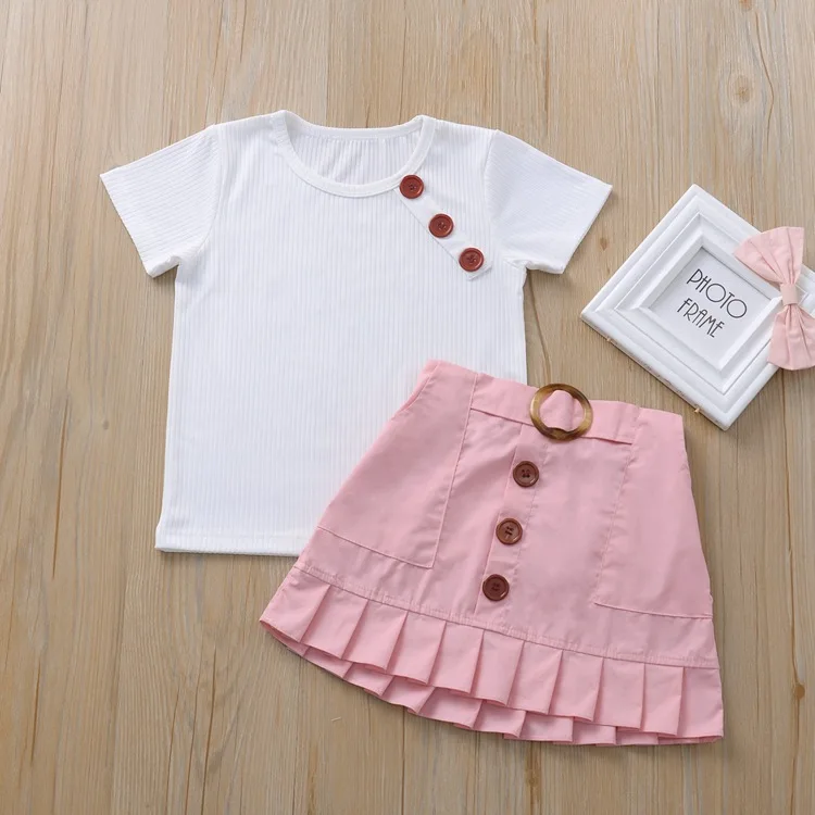 1 nustatyti mergaitės Vasaros bakas komplektus 1-5 metų Bamblys vaikams, kūdikių mergaitės, apranga, medvilnė Tee+sijonas drabužių mielas