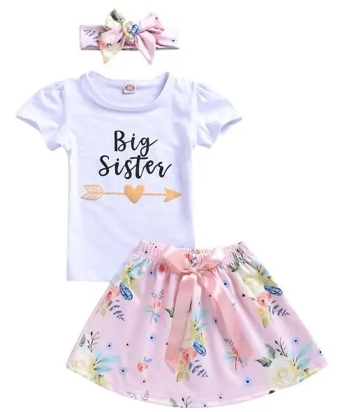 Sesuo derinti Drabužius Mergaičių, Kūdikių Drabužiai Set Top marškinėliai Romper + Šortai/Suknelė Drabužių Rinkinys