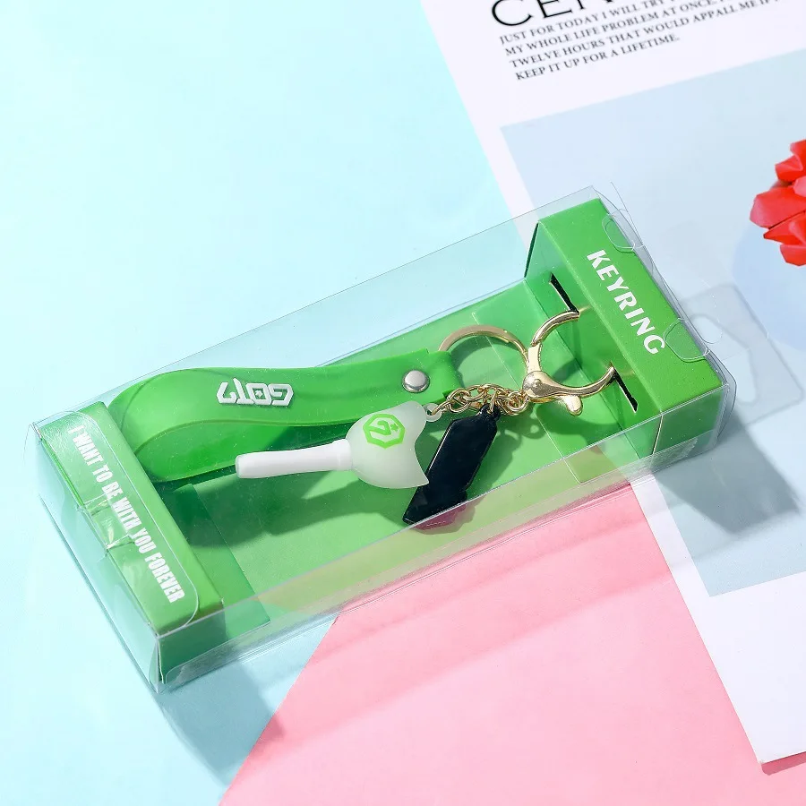 Kpop mini šviesos keychain du KARTUS NCT GOT7 Light Stick Pakabukas raktų grandinės žiedas lange aukštos kokybės kpop bangtan