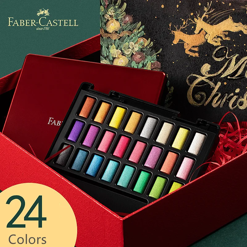 Faber-Castell 24 Spalvų, Metalo, Kietos Akvarelės Dažų Rinkinys su Teptuku Nešiojamų Akvarelė Pigmento Tapybos Meno Reikmenys