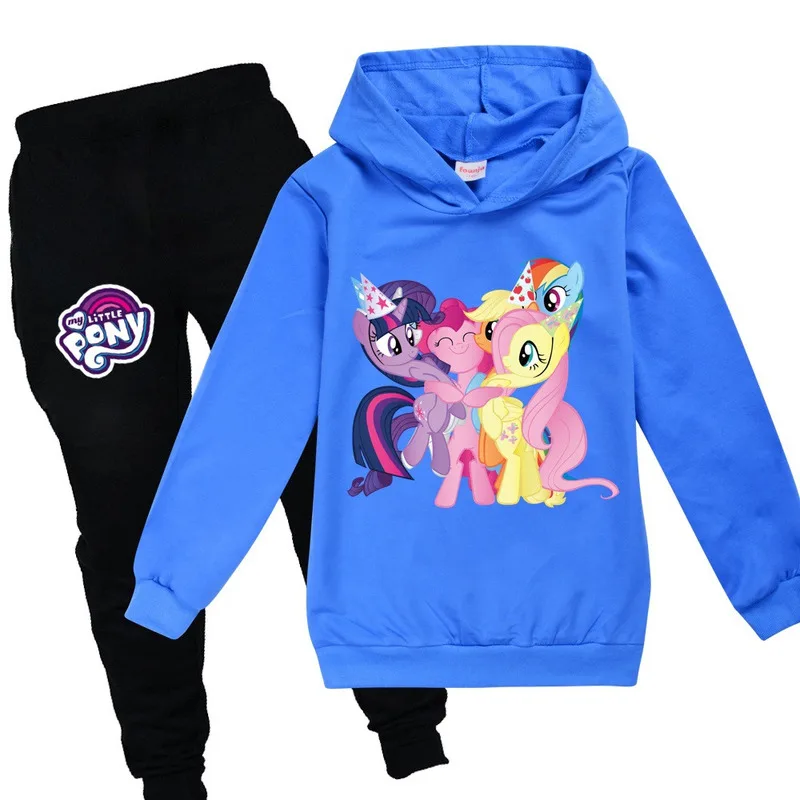 Vaikų 3-14Y Sportinę Hoodie T-Shirt Mano Mažai Pony Girl ilgomis Rankovėmis Pavasarį, Rudenį, Žiemą Atsitiktinis Medvilnės Animacinių filmų Kostiumas