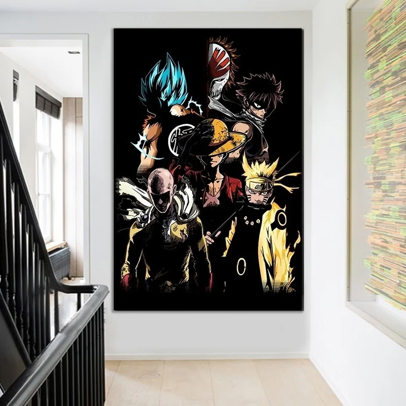 Japonų Anime Ir Animacinių Filmų Personažas Plakatas Drobės Tapybos Wukong Naruto Luffy Plakato Spauda Freskos Nuotrauką Vaikų Kambario Dekoravimas