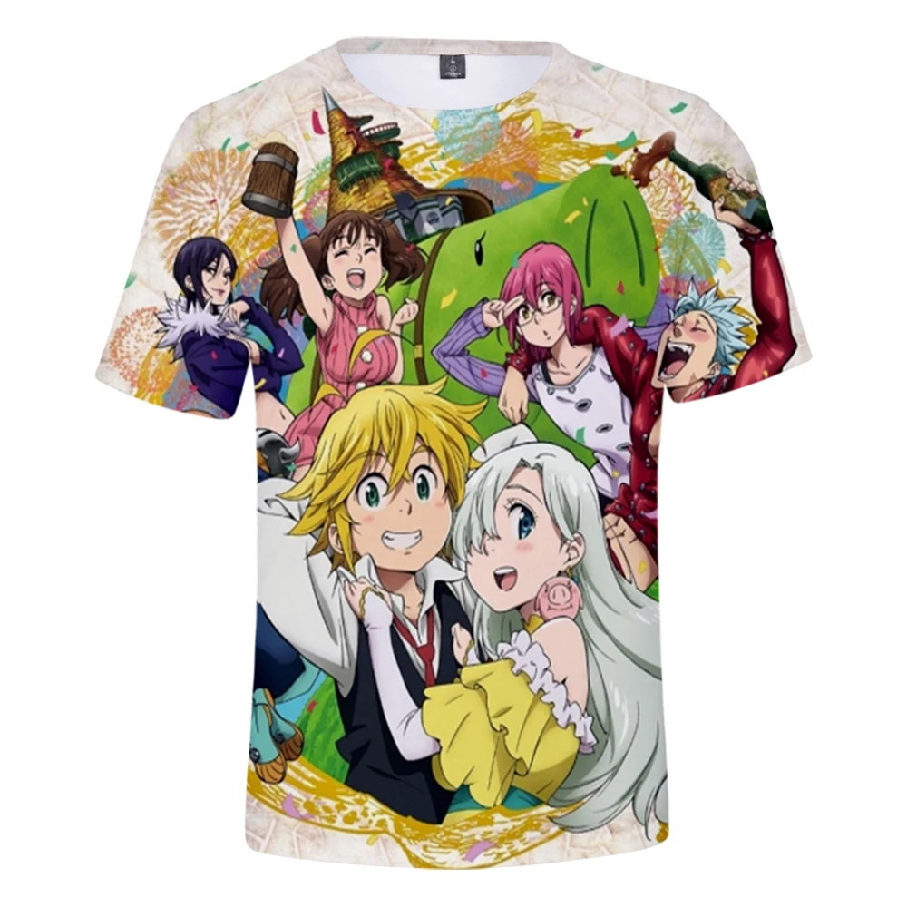 Marškinėlius 3D Spausdinimo Berniukas ir Mergaitė Anime Septynios Mirtinos Nuodėmės 3D Spausdinimo Animacinių filmų T-Shirt