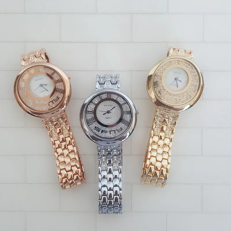 SFNY Prekės ženklo Žiūrėti 2016 M. Moterų Nerūdijančio Plieno Laikrodžiai Kvarcinis Laikrodis,Didelis Romėnų Numeriai Prabanga Moterų Judančios Smėlio Žiūrėti Relogio