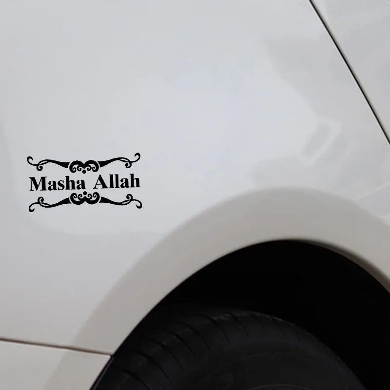 Automobilių Lipdukai Stilingas MASHA ALLAH Automobilio Kūrybos Dekoratyviniai Lipdukai Tinka Įvairių Modelių Juoda/balta, 16cm*8cm