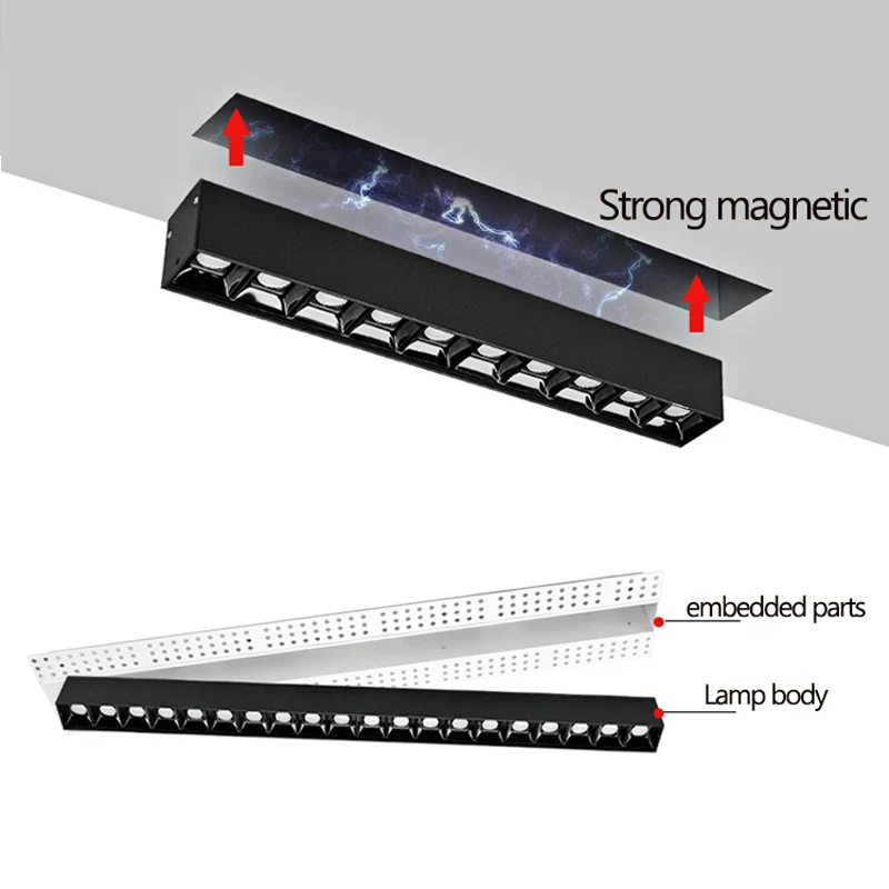 Framless Magnetinio Lempos Patalpų Virtuvė Fojė Lubų Downlight Dekoro 90RA Embedded Dėmesio Pritemdomi LED Magnetas Kalno Lemputė 220V