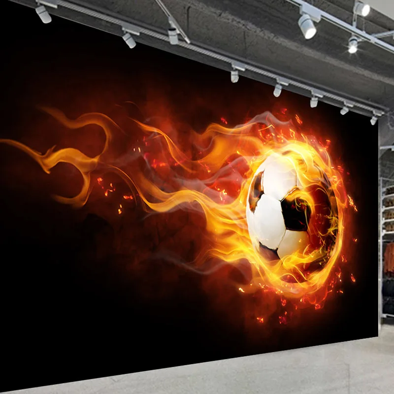 Custom 3D Plakatas Sienų Tapybos Kūrybinės Futbolo Liepsna Foto Sienų Tapetai, Vaikų Kambarys, svetainė, Miegamojo Dekoravimo Popierius