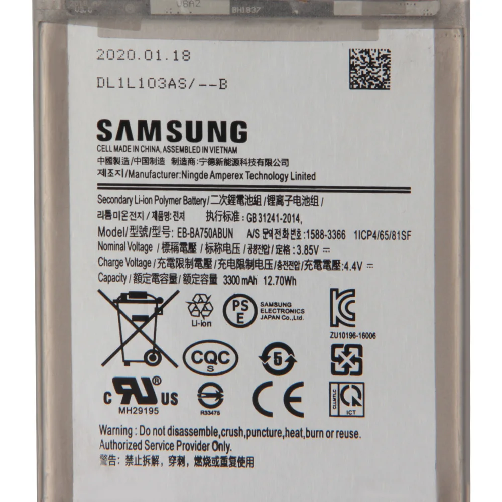 SAMSUNG Originalus Bateriją EB-BA750ABU SAMSUNG Galaxy A7 2018 redakcija A730X A750F SM-A750F SM-A730x A10 3300mAh