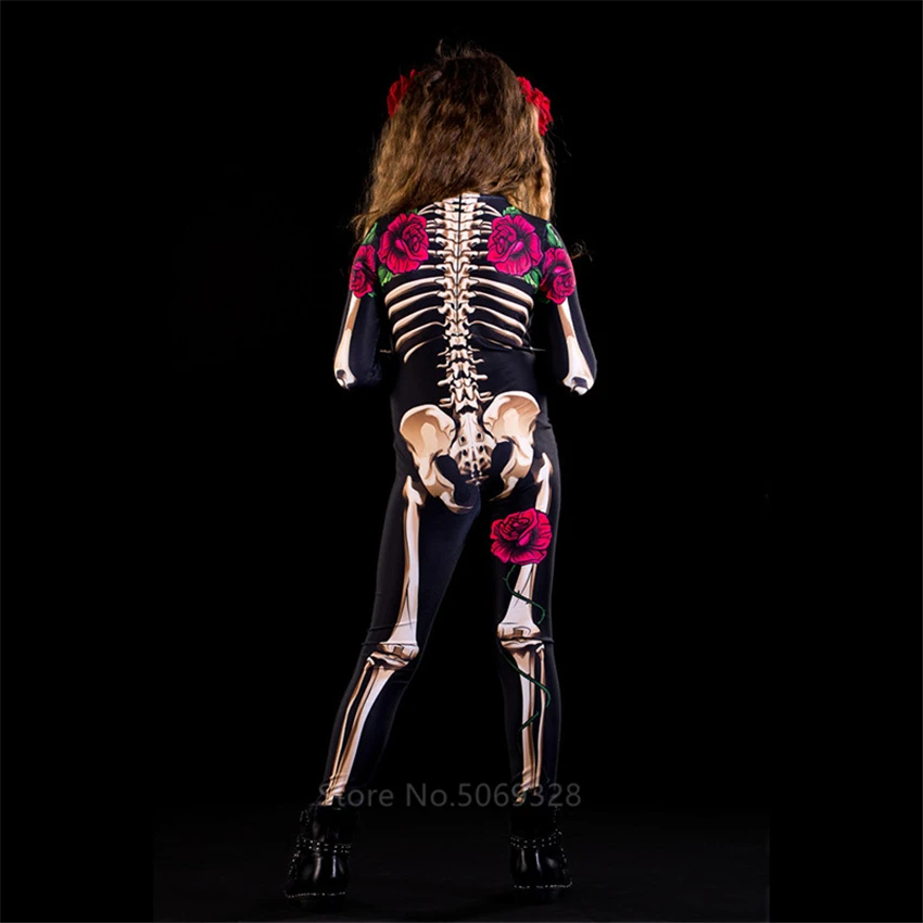 Skeletas Rose Seksuali Moteris Helovinas Velnias Dvasios Jumpsuit Šalies Karnavalas Veiklos Baisu Kostiumai Vaikams Baby Girl Dieną Mirusiųjų