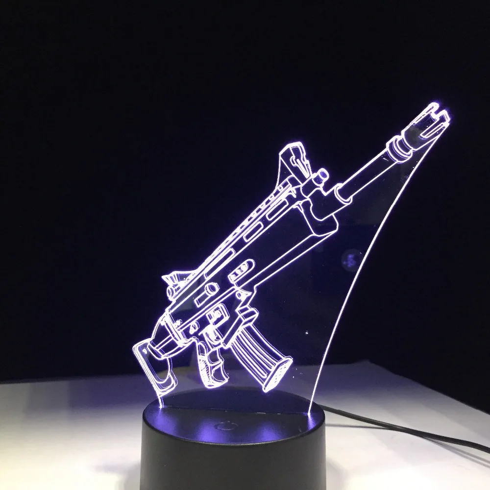 Randas Ginklą Suvenyras, Dovana, 7 Spalvų Touch Stalas Stalas Šviesos 3D LED Lava Lempa Akrilo Iliuzija Kambario Atmosferą Apšvietimas Žaidimas Ventiliatorius