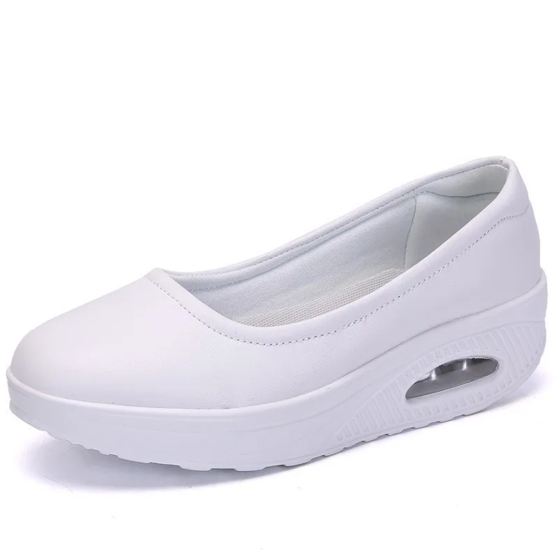 PU Odos Ponios Slaugytoja Batai Oro Pagalvės Platforma Sportbačiai Moterų Seklių Paslysti Ant Butas Batai White Plus Size Zapatos Mujer
