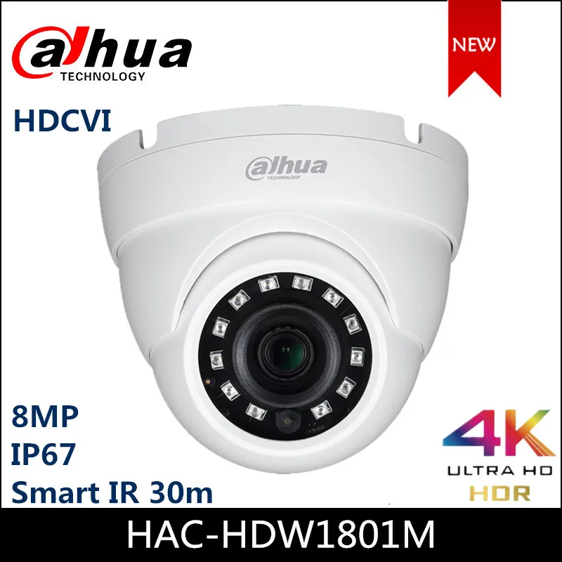 Dahua 4K HDCVI IR Obuolio Kamera, Smart IR 30m IP67 vidaus ir Lauko DC12V Saugumo Kameros HAC-HDW1801M HDCVI Fotoaparatas