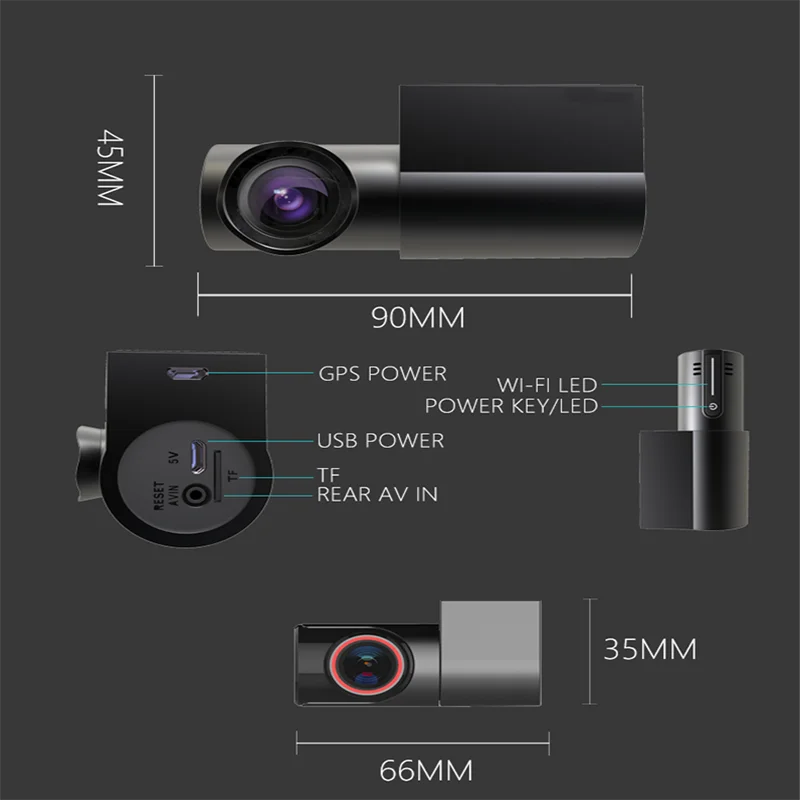 SAMEUO U800 Brūkšnys Cam WiFi GPS Brūkšnys Kameros priekyje ir gale Mini Hidde 