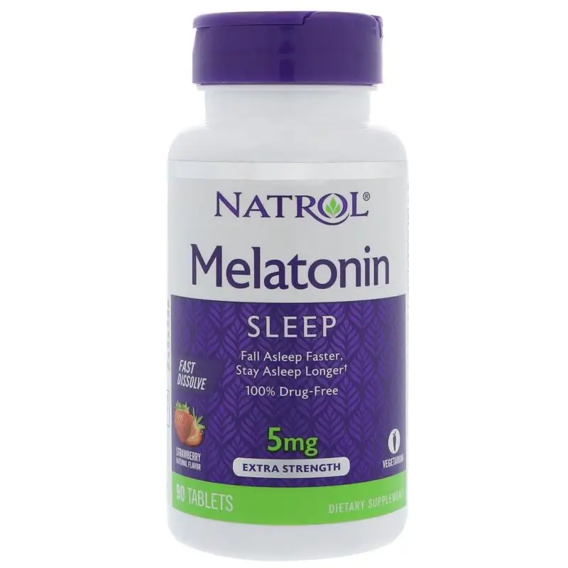 Nemokamas pristatymas melatonino 5 mg 90 vnt. braškių skonio