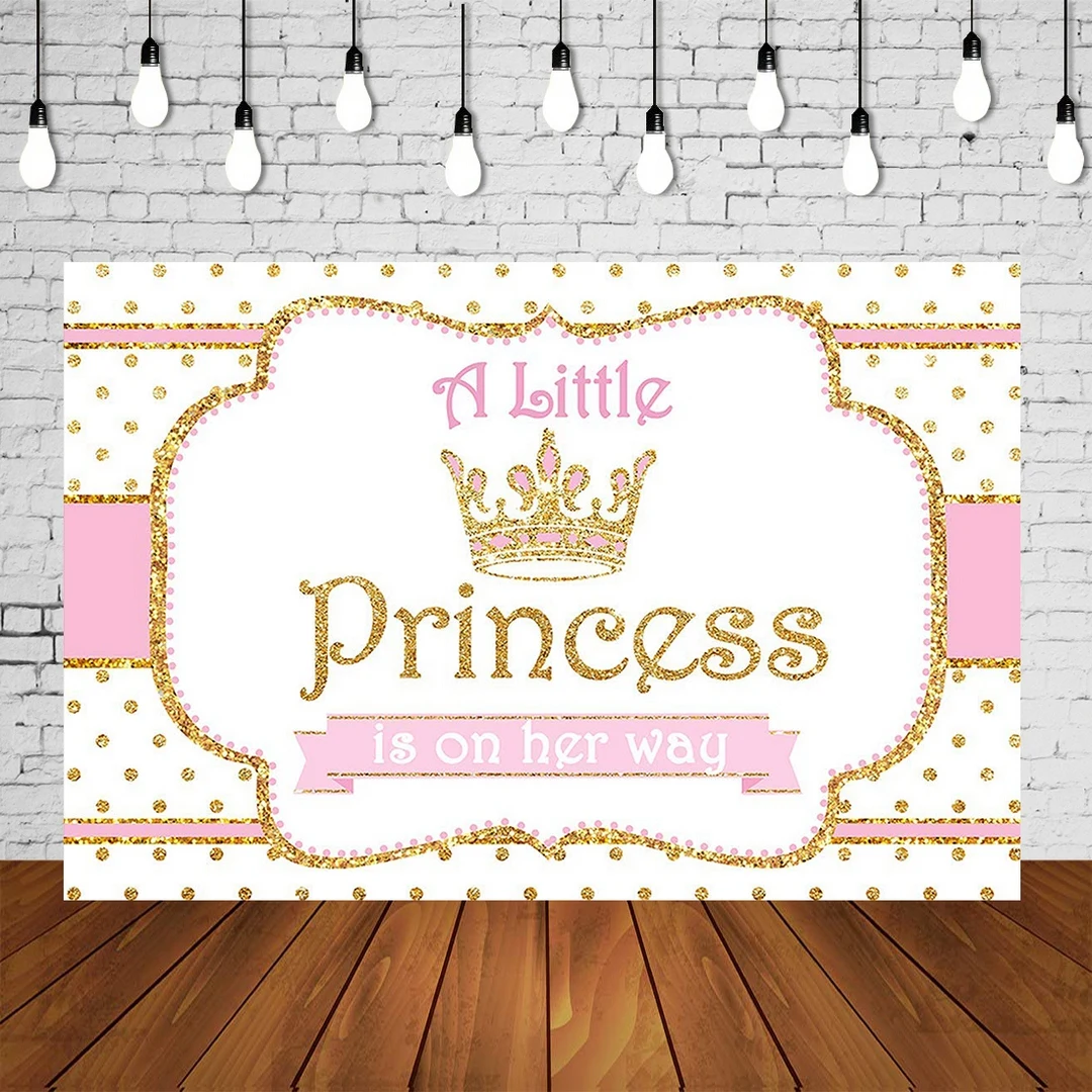 Mergina Baby Shower Fonas Royal Rožinė Aukso Blizgantis Babyshower Šalis Fone Plakatas Gėlių Pink Dots Photo Booth Baneriai