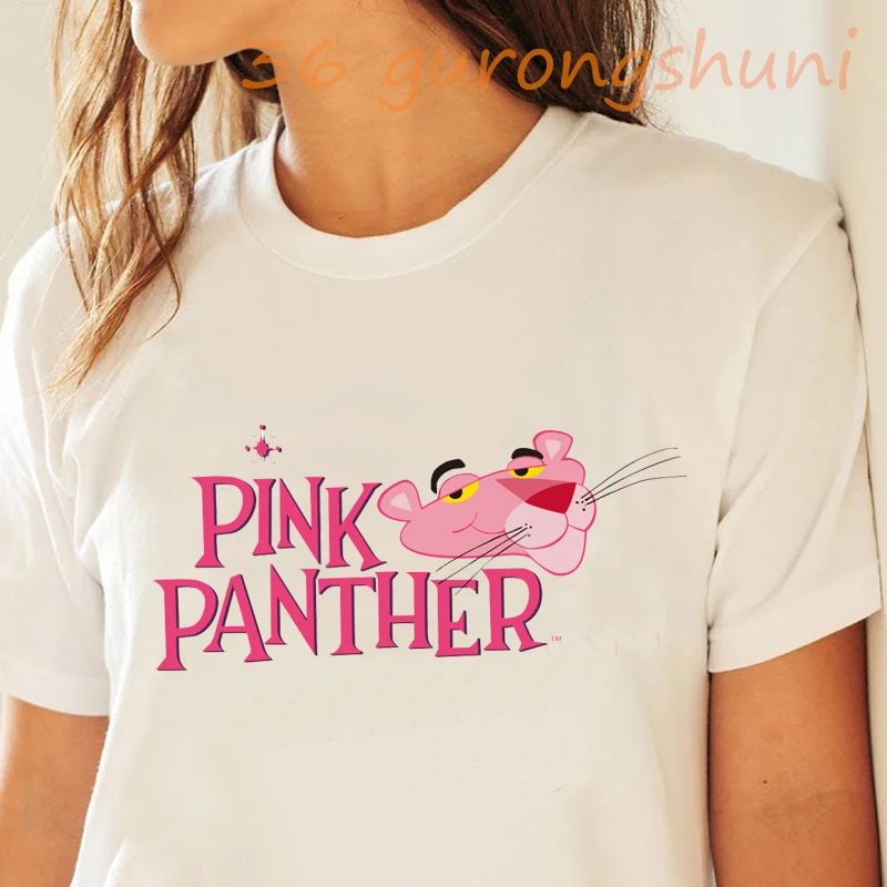 T-marškinėliai vasaros top harajuku pink panther marškinėliai moterims punk mielas anime ir animacinių filmų korėjos 90s estetinės drabužius viršūnes marškinėlius kpop