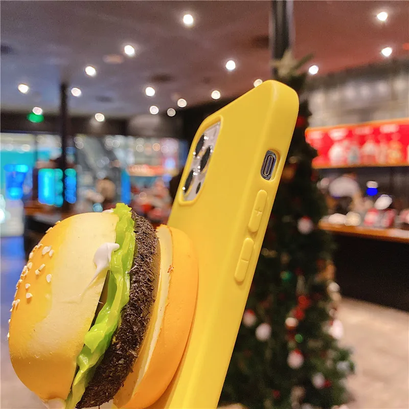 3D Juokinga yummy hamburger maisto sandwich spurgos Atveju iPhone 12 11 Pro max mini 5 SE 6 7 8 Plius XR XS MAX X Minkštas silikoninis Dangtelis