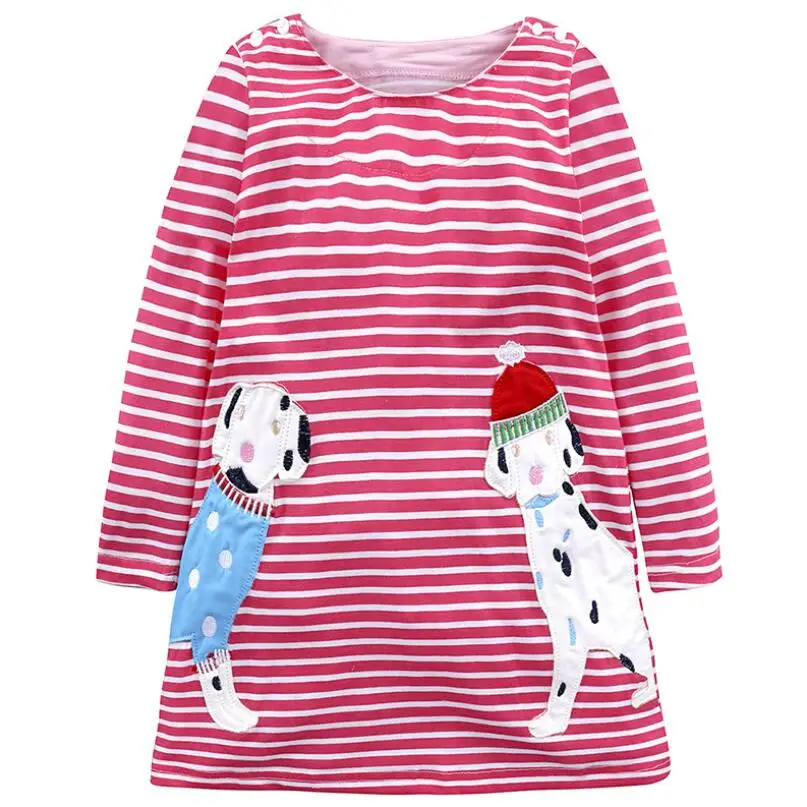 Ilgomis rankovėmis medvilnės mergaitės 1-9T vaikų pavasario animacinių filmų marškinėliai chilren juostele šilta striukė vaikiška drabužius mielas mergaičių atlaisvinkite suknelė