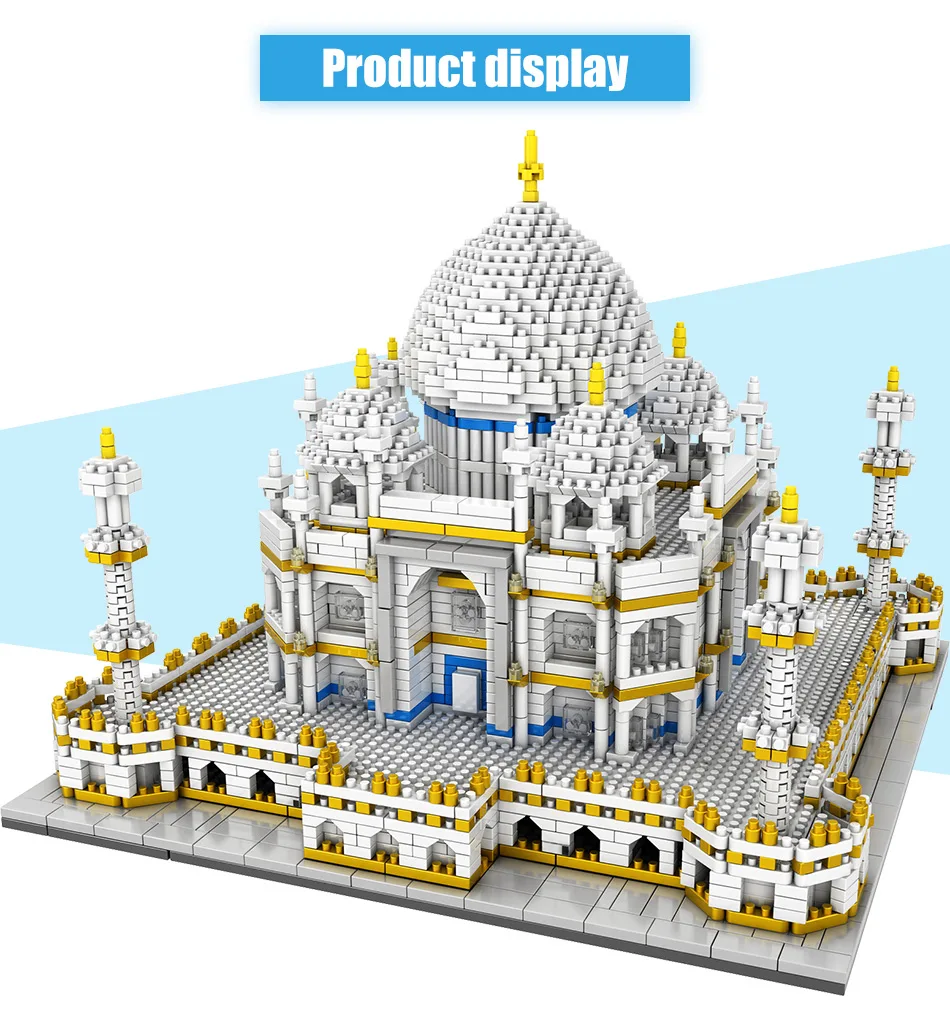 3950Pcs Žaislai Vaikams Kūrėjas Mini Blokų Pasaulyje Garsaus Architektūros Taj Mahal 3D Modelio kūrimą Švietimo Plytų Dovanos