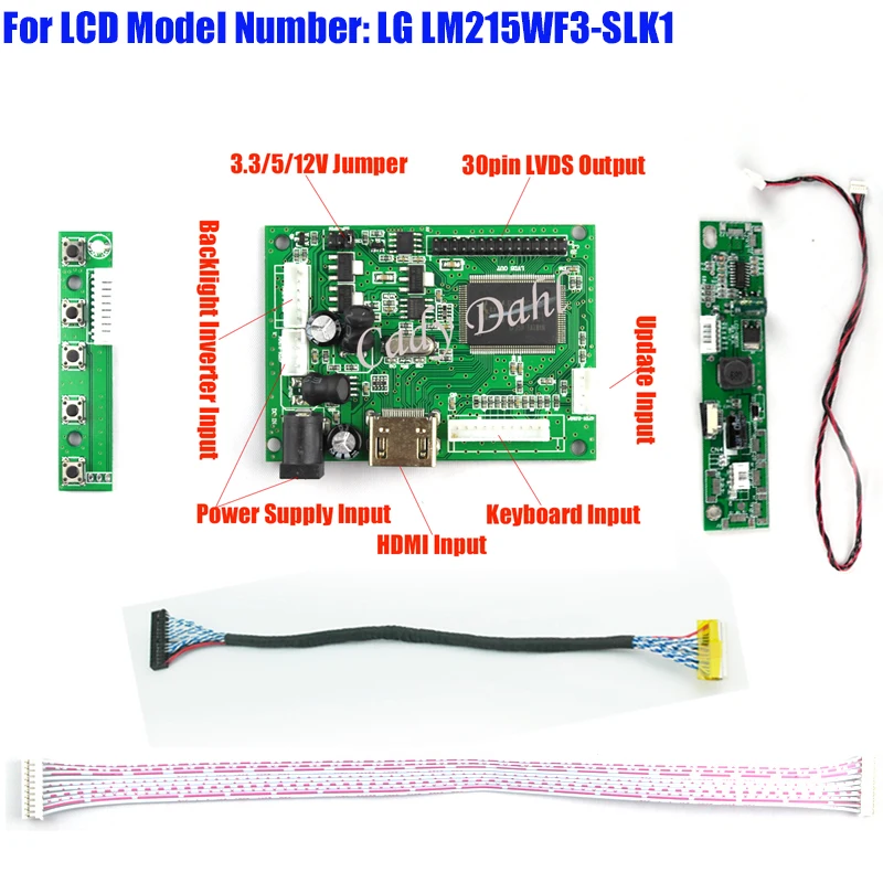 HDMI LCD Valdiklio plokštės Modulis + 30 Kaiščių LVDS Laido + LED Backlight Inverter už LM215WF3 SLK1 1920X1080 2ch 8 bitų LCD Ekranas