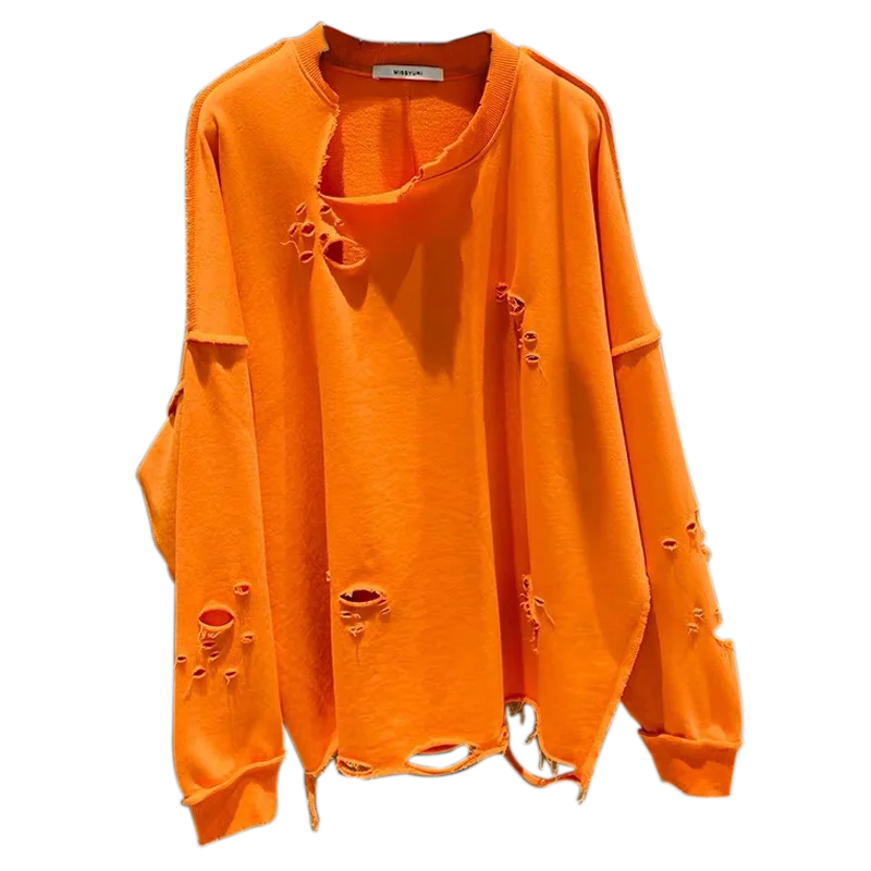 Laisvas Puloveriai Moteris 2020 M. Pavasarį Naujas korėjiečių Stiliaus Kankina Palaidinukė BF Laisvas Turas-Kaklo, ilgomis Rankovėmis Midi Viršuje Oranžinė Hoodies