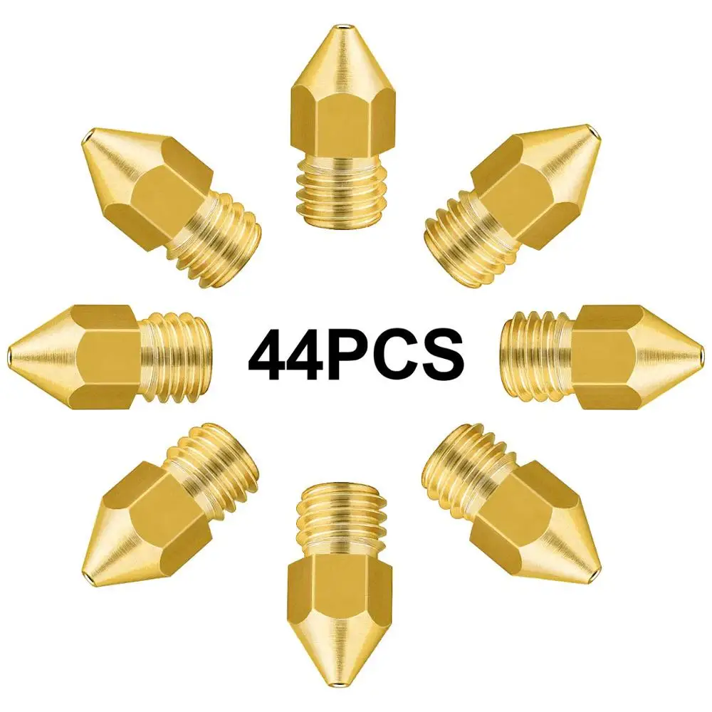 44PCS 3D Spausdintuvo Purkštukai MK8 Ekstruderiu Galvos Creality CR-10-0,2 mm, 0,3 mm, 0,4 mm, 0,5 mm, 0,6 mm, 0,8 mm, 1,0 mm
