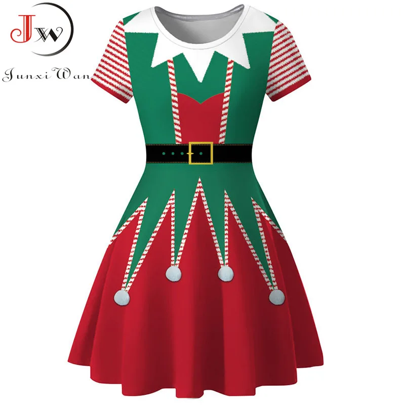Kalėdų Suknelė Moterims Atsitiktinis Elegantiškas Spausdinti Raudona Kalėdos Šalis Suknelė Vintage Retro O-kaklo trumpomis Rankovėmis-Line Vestidos Skraiste Femme