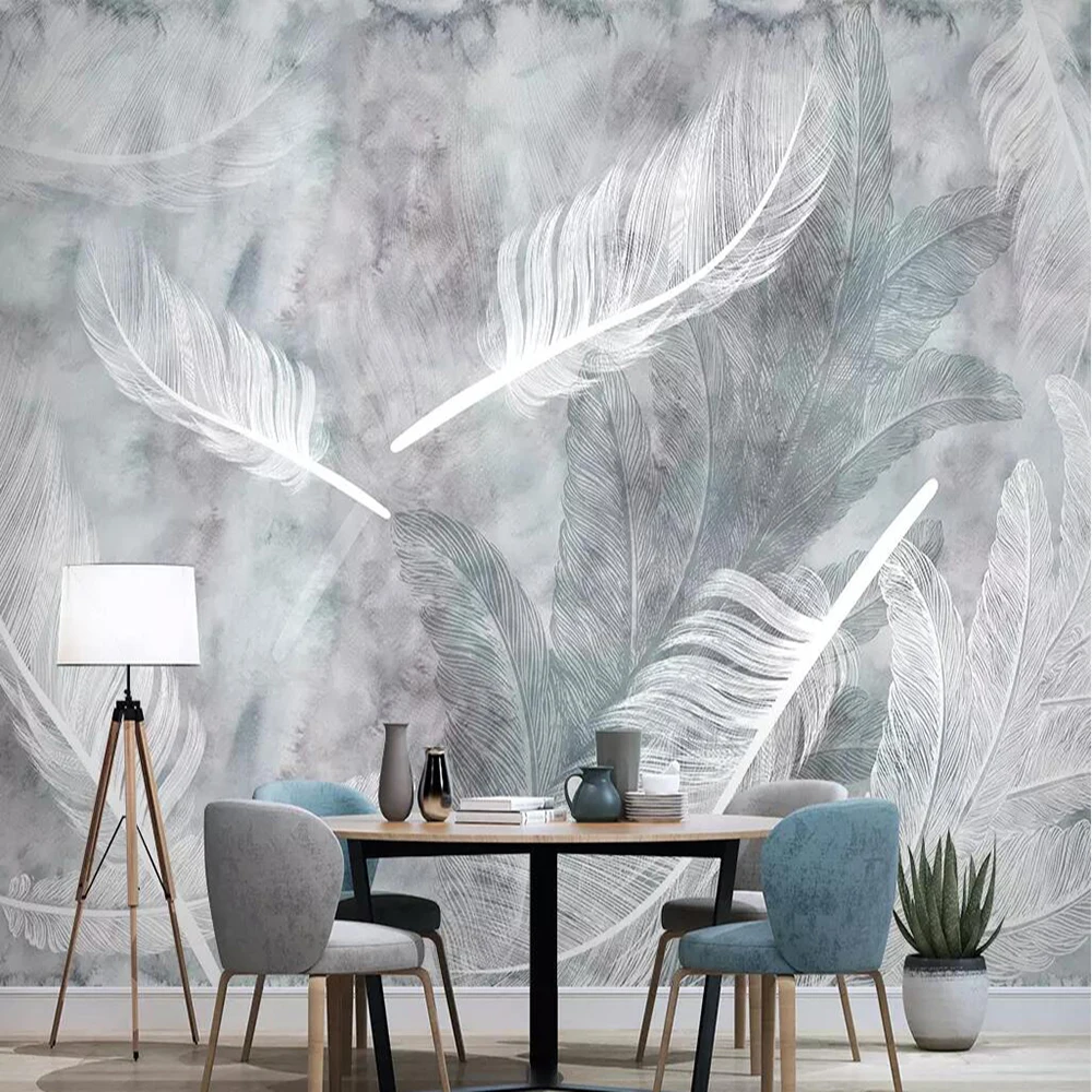 Milofi užsakymą didelių 3D tapetai, freskos Šiaurės šalių akvarelės ranka-dažytos plunksnos šiuolaikinės fono sienos dekoratyvinis dažymas
