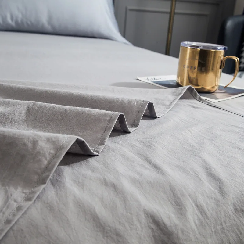 Medvilnės Patalynės Lapas Namų tekstilės Marginimo vientisos Spalvos Plokšti Lakštai paklode Patalynės Lino Karaliaus įrengtos Karalienės Dydžio lova lapas
