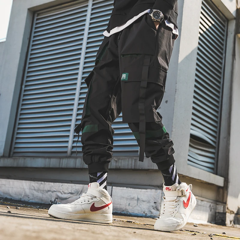 2020 Naujas Hip-Hop Poilsiu Krovinių Kelnės Vyrų Haremas Kelnės Multi-Pocket Juostelės Vyras Sweatpants Streetwear Laisvalaikio Vyriškos Kelnės S-6XL