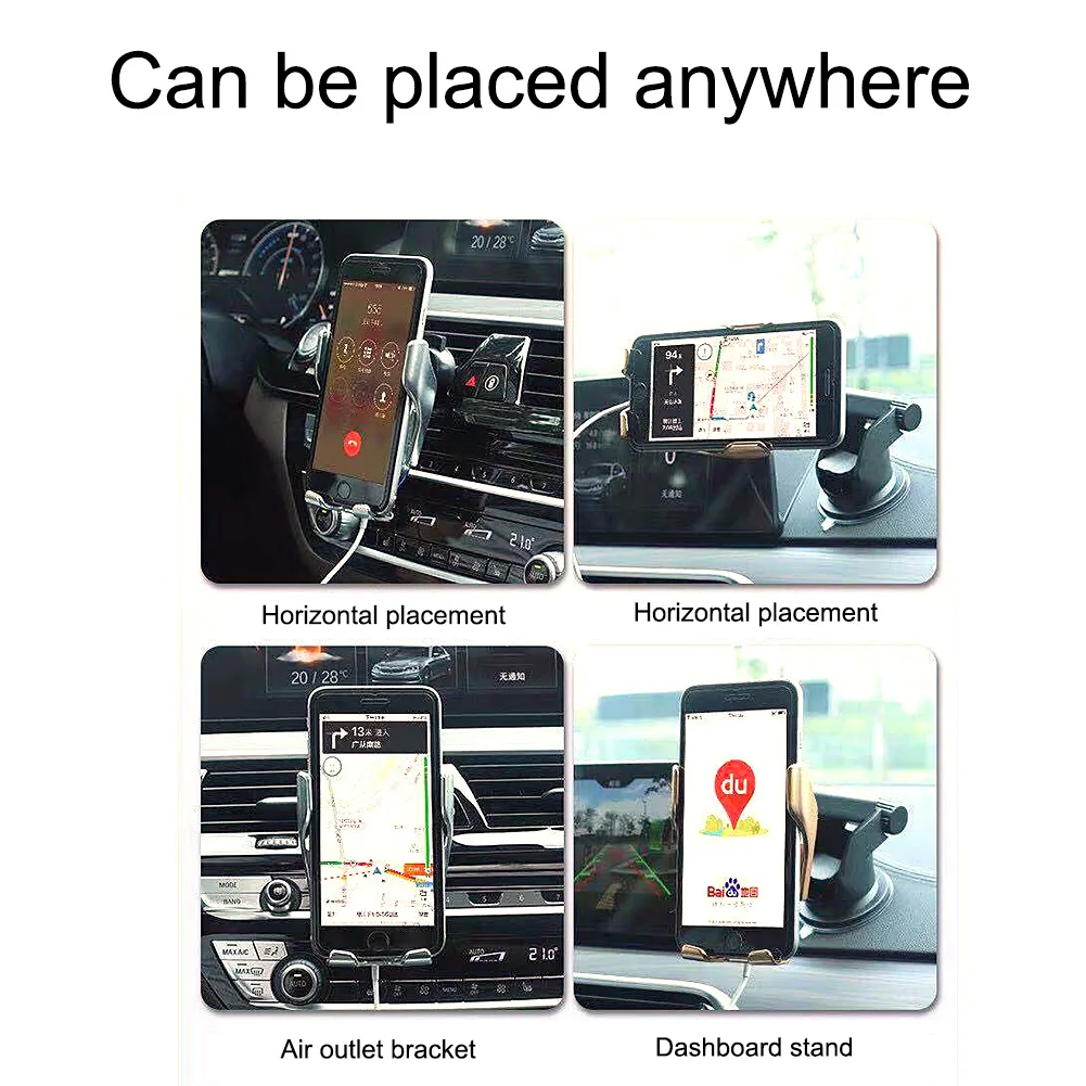 Automatinis Tvirtinimo Automobilių Belaidis Kroviklis 10W Greitas Įkroviklis iPhone 11 Pro XR XS Huawei 30 Pro Qi Infraraudonųjų spindulių Jutiklį, Telefono Laikiklis