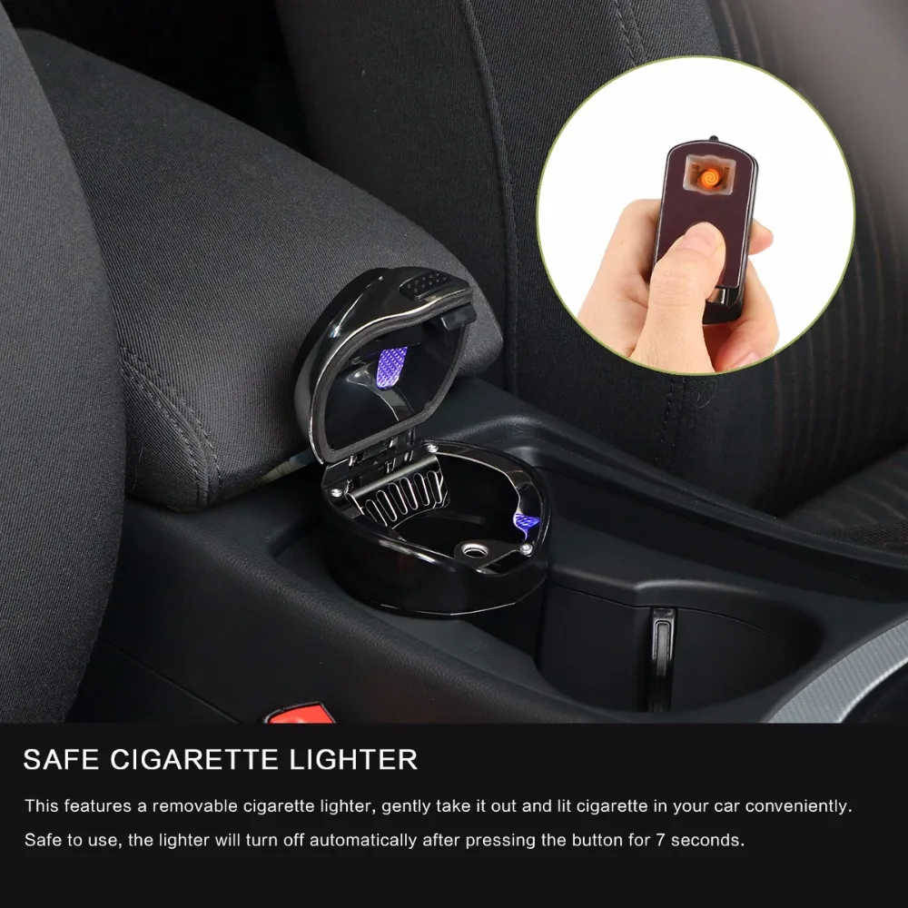 3 In 1 Įkraunamas Automobilis LED Peleninę Automobilių Šiukšliadėžės Nuimamas Cigarečių Degiklio LED Šviesos Automobilio Puodelio Laikiklį