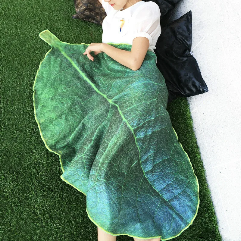 1 Gabalas Flanelė Minkštas Augalų Lapų Antklodė Pliušinis Oro Kondicionavimo sistema Antklodės, Patalynė Metimų Drobulė Sofa Cover Modeliavimas 3D Dizainas